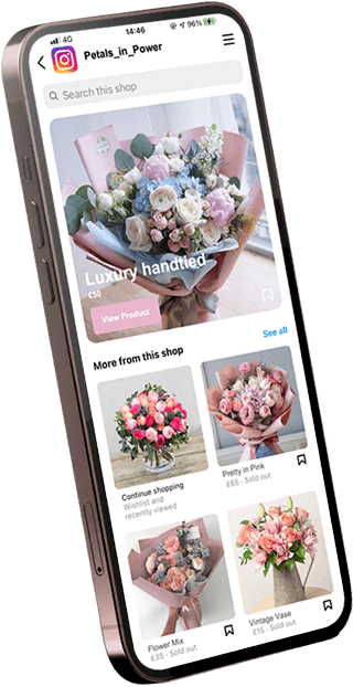 Mobile image of florist products on Instagram shop